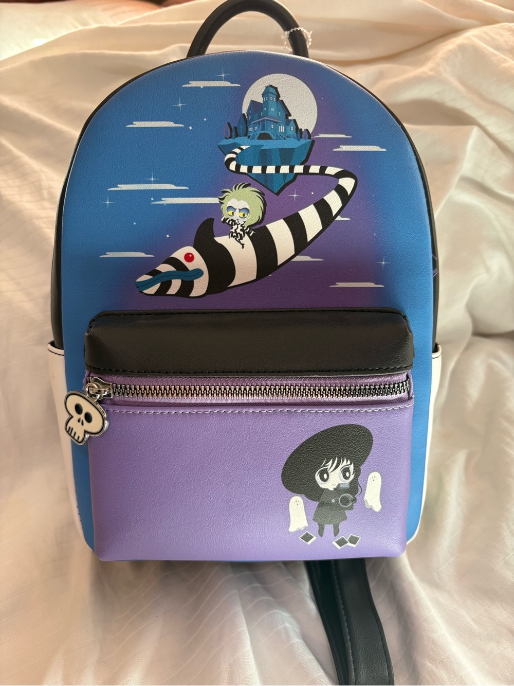 Blue & Purple Haunted Cartoon Kids Backpack